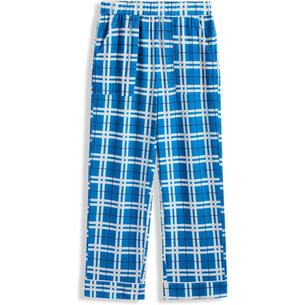 imageArshiner Boys Pajama Pants Soft Long PJ Bottoms Plaid Lounge Pants for Boys 614 YearsLight Blue Plaid