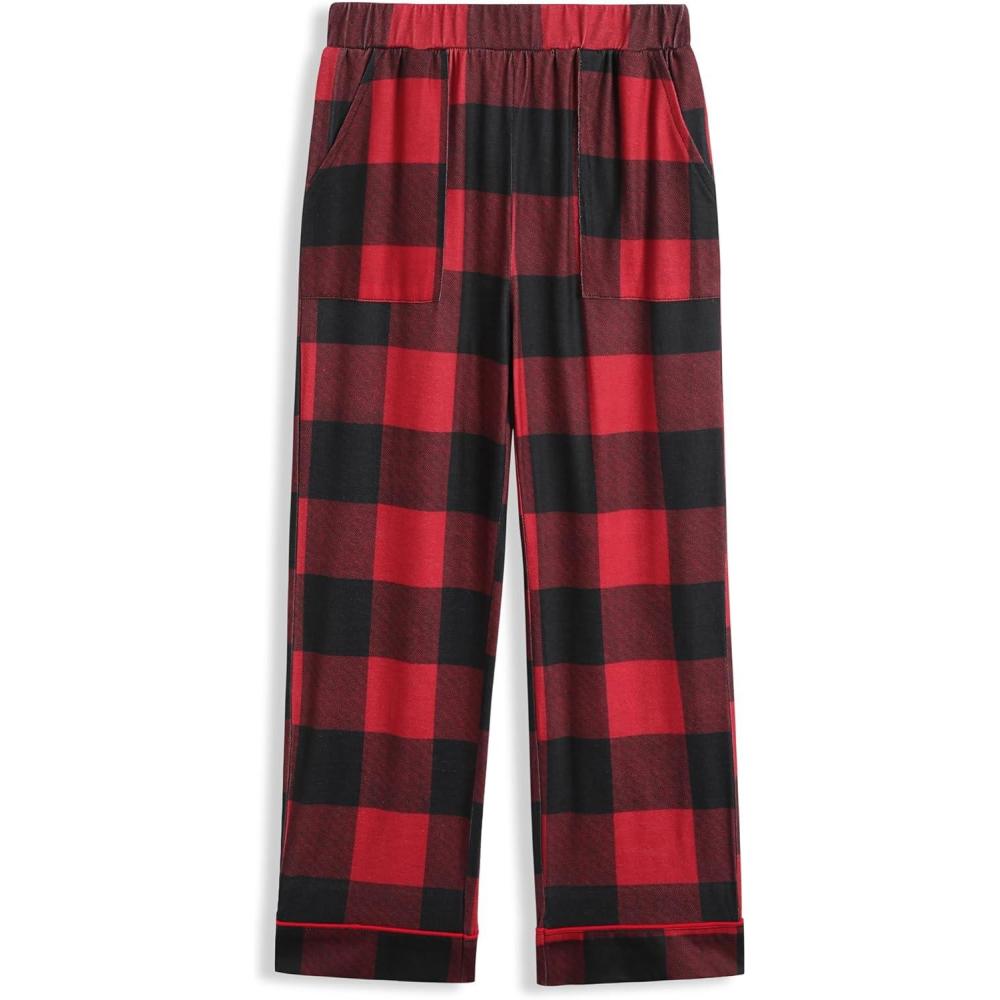 imageArshiner Boys Pajama Pants Soft Long PJ Bottoms Plaid Lounge Pants for Boys 614 YearsRed Plaid