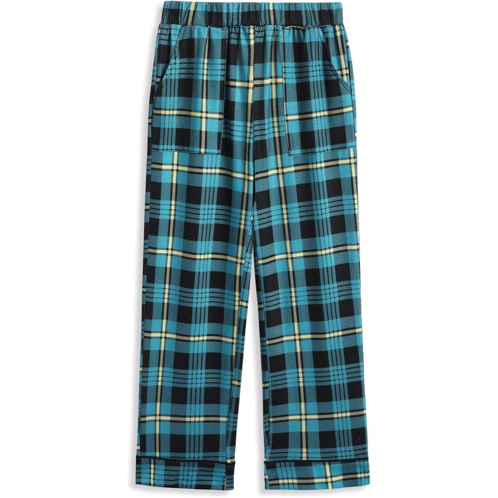imageArshiner Boys Pajama Pants Soft Long PJ Bottoms Plaid Lounge Pants for Boys 614 YearsTeal Plaid