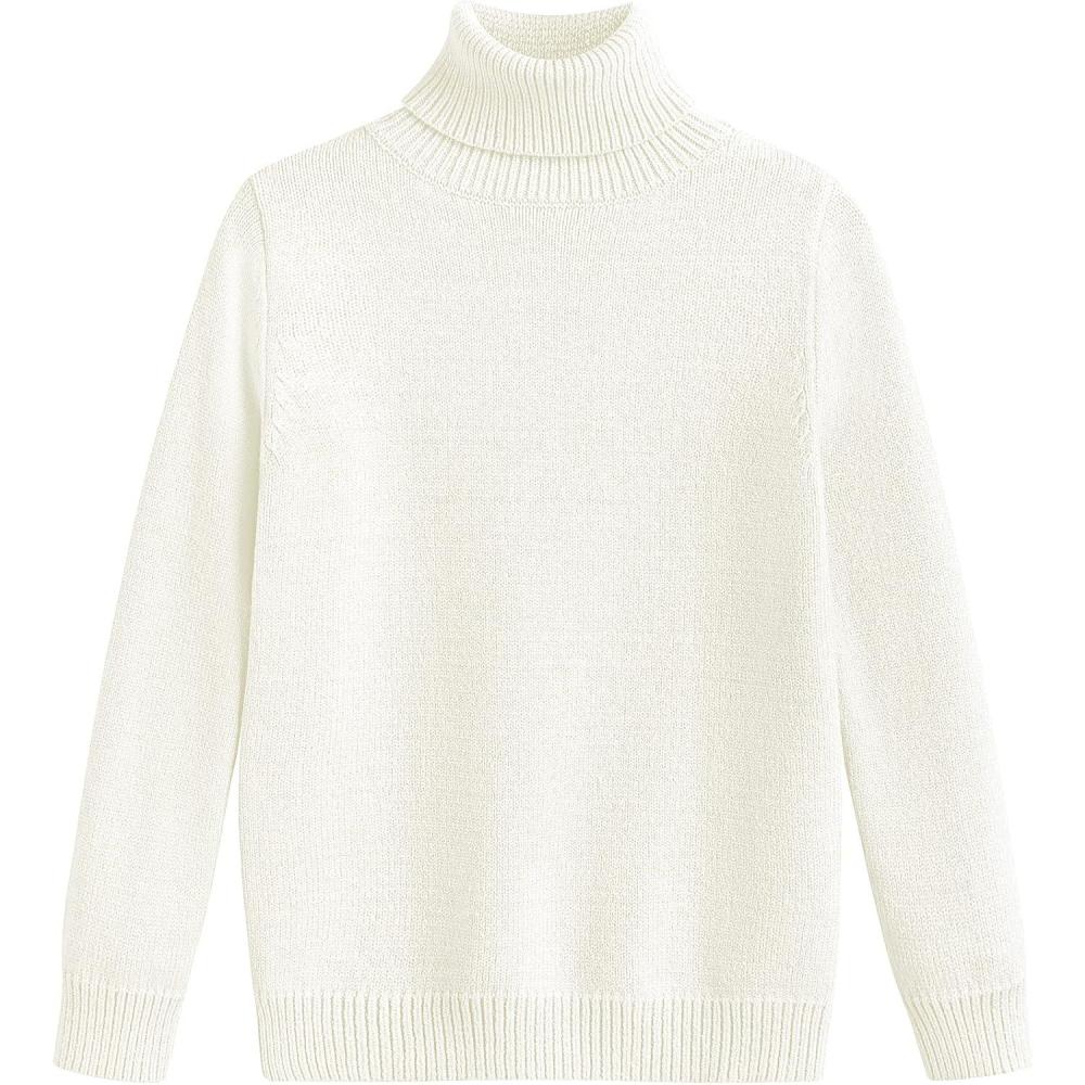 imageArshiner Boys Ribbed Turtleneck Cable Knitted Sweater Slim Fit Pullover Sweater for Kids 413 YearsJersey Knitcream