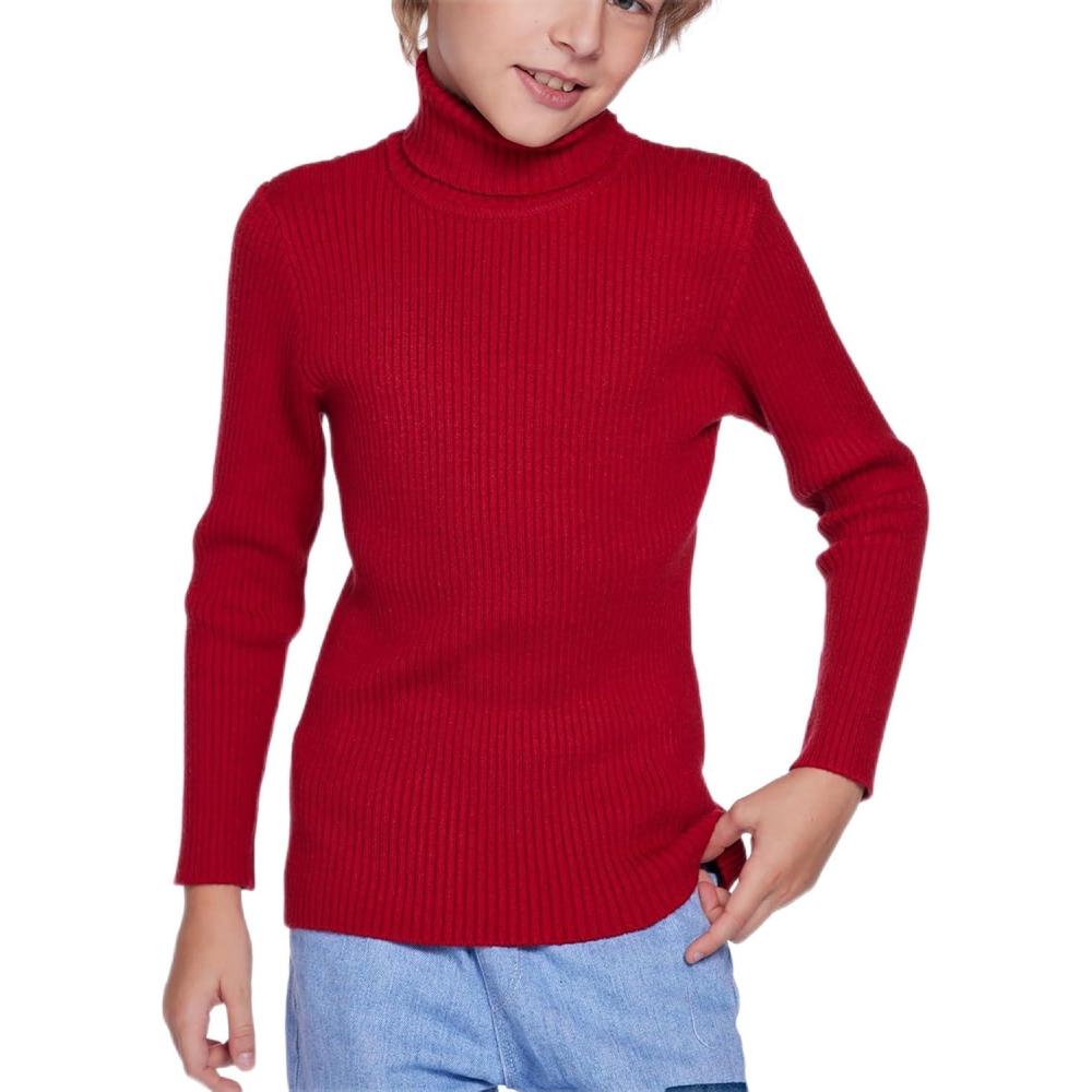 imageArshiner Boys Ribbed Turtleneck Cable Knitted Sweater Slim Fit Pullover Sweater for Kids 413 YearsRib Knitred