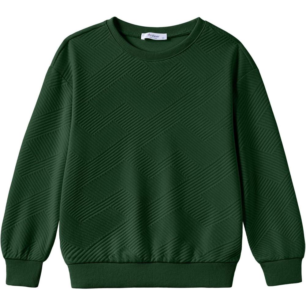 imageArshiner Boys Sweatshirts Long Sleeve Crewneck Pullover Shirt Kids Fashion Fall Winter Sweater Size 614 YearsBright Green