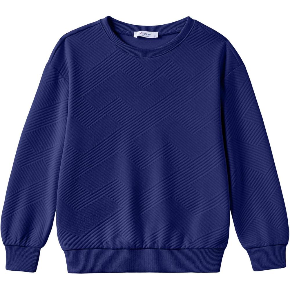 imageArshiner Boys Sweatshirts Long Sleeve Crewneck Pullover Shirt Kids Fashion Fall Winter Sweater Size 614 YearsNavy Blue