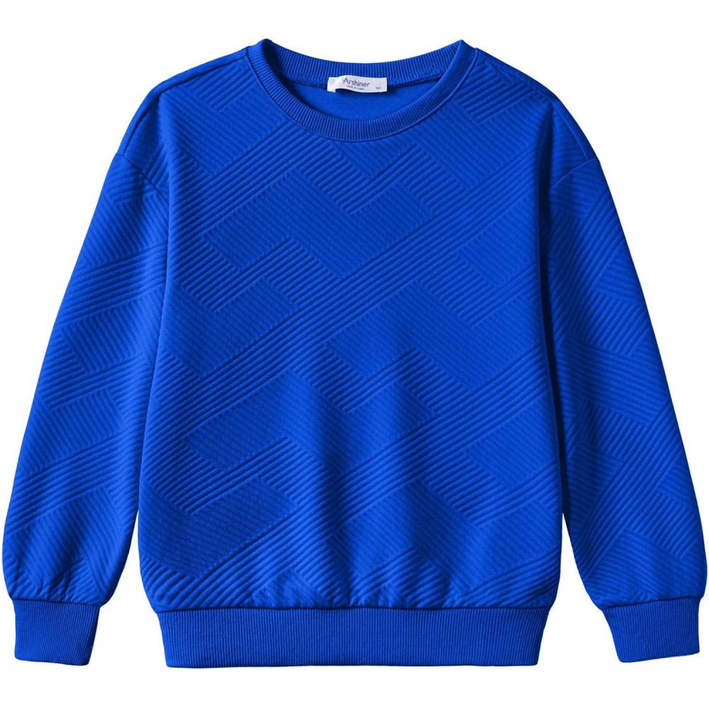 imageArshiner Boys Sweatshirts Long Sleeve Crewneck Pullover Shirt Kids Fashion Fall Winter Sweater Size 614 YearsRoyal Blue