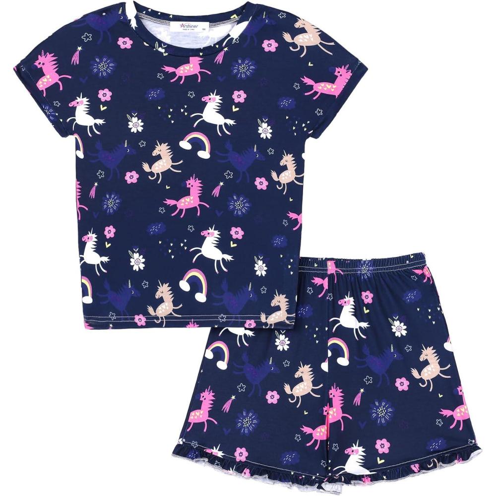 imageArshiner Girls 2Piece Tie Dye Pajamas Set Trendy Lounge Set Kids SleepwearAnimal