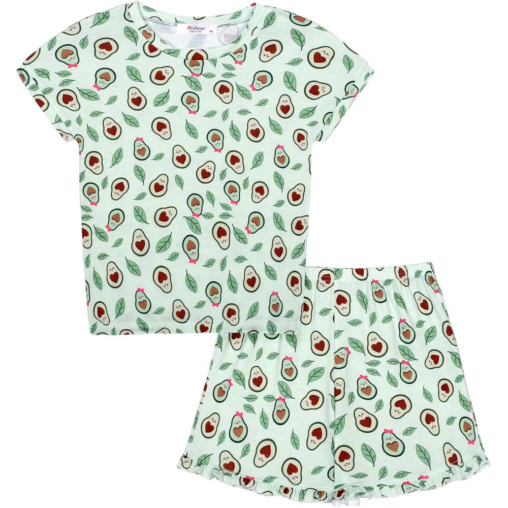 imageArshiner Girls 2Piece Tie Dye Pajamas Set Trendy Lounge Set Kids SleepwearAvocado
