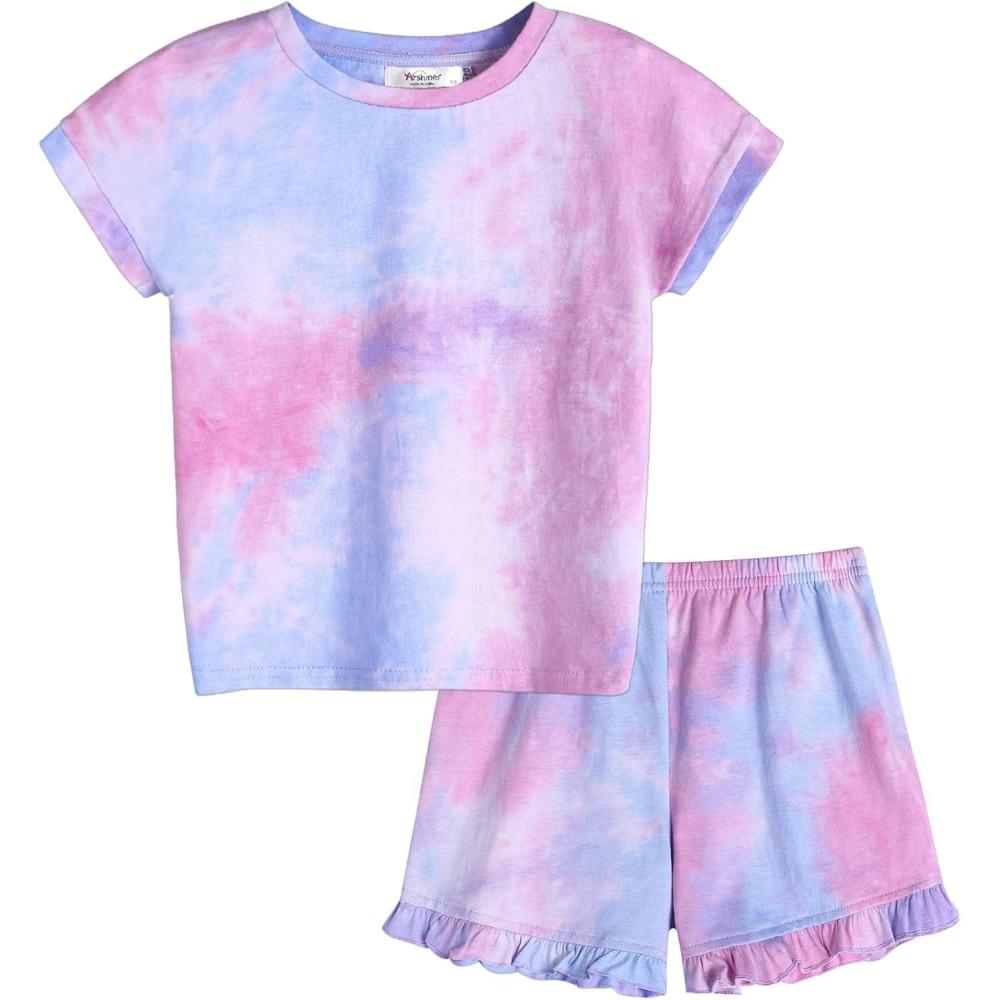 imageArshiner Girls 2Piece Tie Dye Pajamas Set Trendy Lounge Set Kids SleepwearTie Dye 3