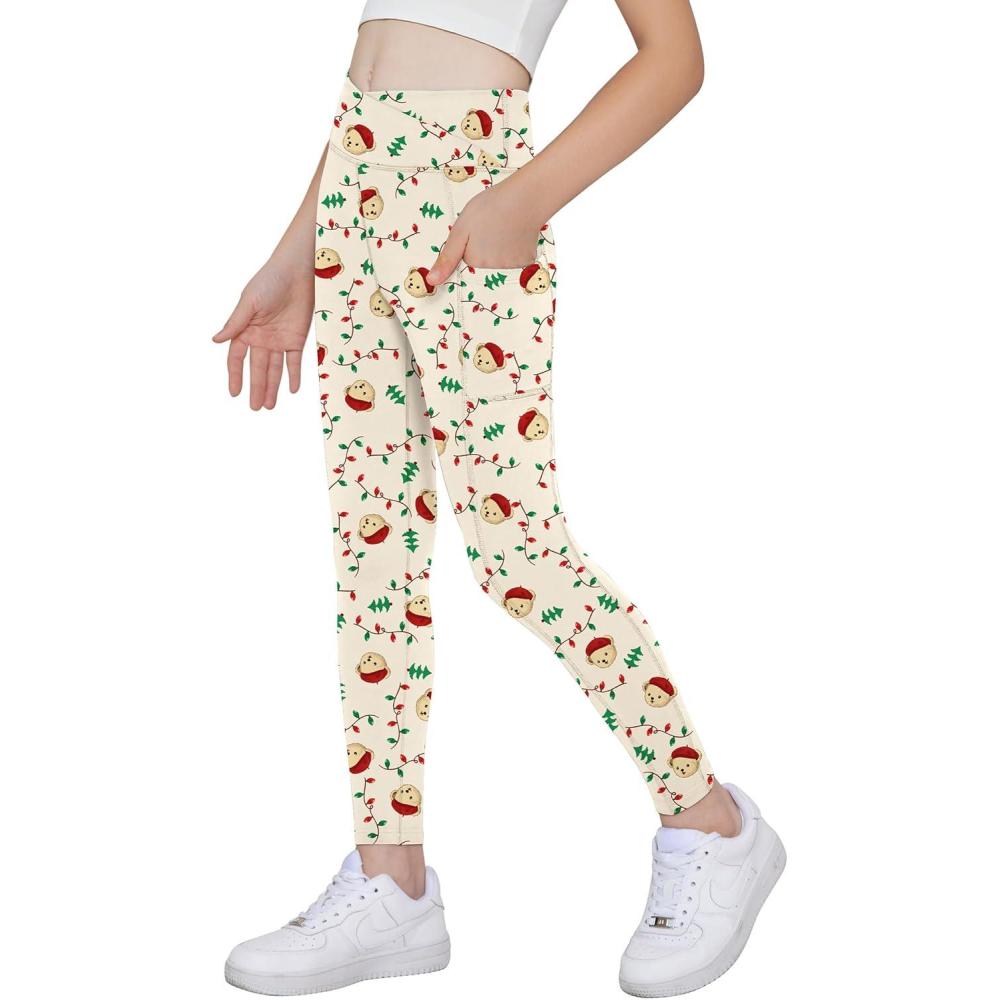 imageArshiner Girls Athletic Leggings with Pockets Kids Crossover High Waisted Dance Workout Running Yoga PantsTeddyfriends