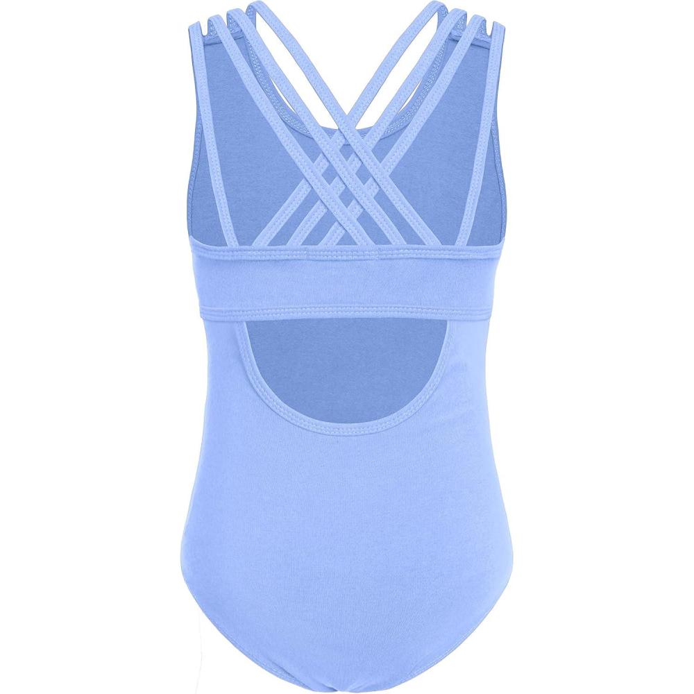 imageArshiner Girls Ballet Leotards Dance Gymnastic Outfits Crisscross Straps Sleeveless Tank DancewearBlue