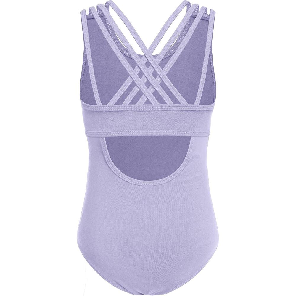 imageArshiner Girls Ballet Leotards Dance Gymnastic Outfits Crisscross Straps Sleeveless Tank DancewearPurple
