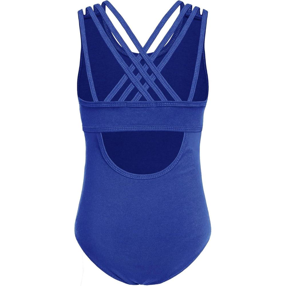 imageArshiner Girls Ballet Leotards Dance Gymnastic Outfits Crisscross Straps Sleeveless Tank DancewearRoyal Blue