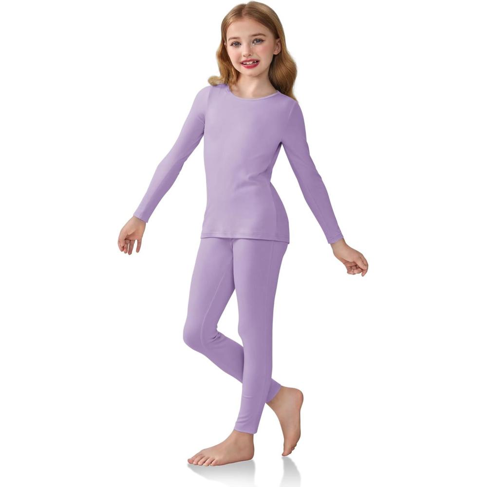 imageArshiner Girls Clothes 2 Piece Fall Outfits Slim Long Sleeve Shirt and Leggings Set Kids Thermal Underwear setsPurple