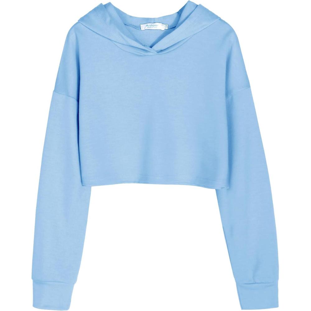 imageArshiner Girls Cropped Hoodie Kids Long Sleeve Crop Tops Tiedye Hoodies Hooded Pullover Sweatshirts 516 YearsBlue