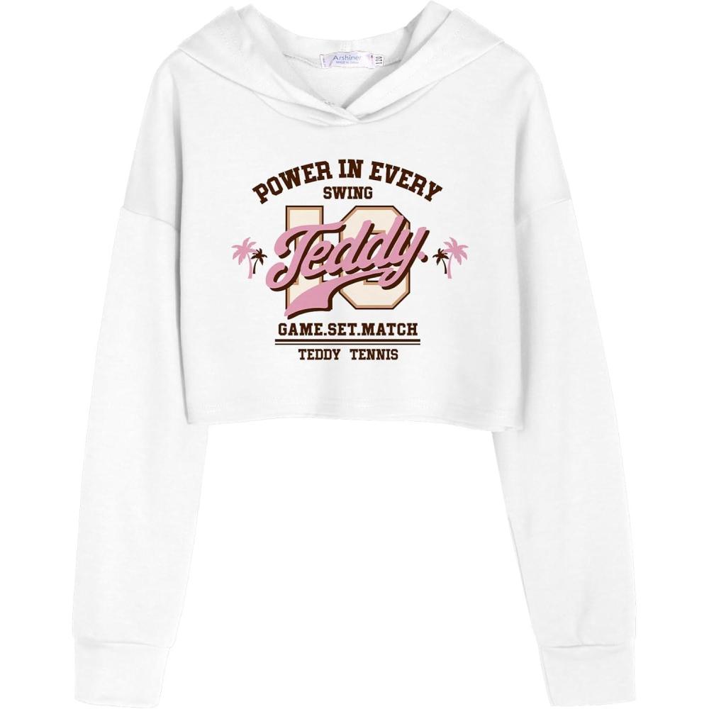 imageArshiner Girls Cropped Hoodie Kids Long Sleeve Crop Tops Tiedye Hoodies Hooded Pullover Sweatshirts 516 YearsPink Teddy Letter