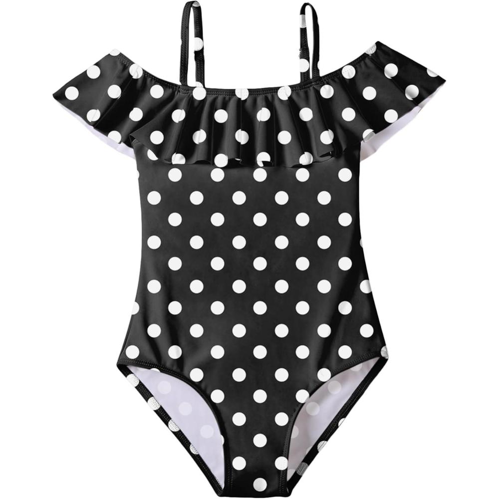 imageArshiner Girls One Piece Swimsuits Ruffle Bathing SuitsTeen Girl Off Shoulder Swimwear412 Years