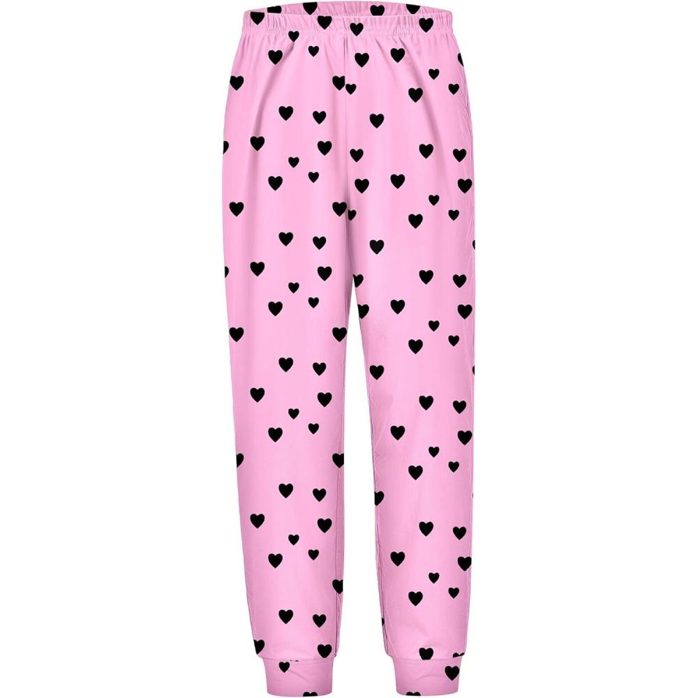 imageArshiner Girls Pajama Pants Kids Plaid Pj Pants Comfy Lounge Sleepwear Bottoms with PocketsPink Heart