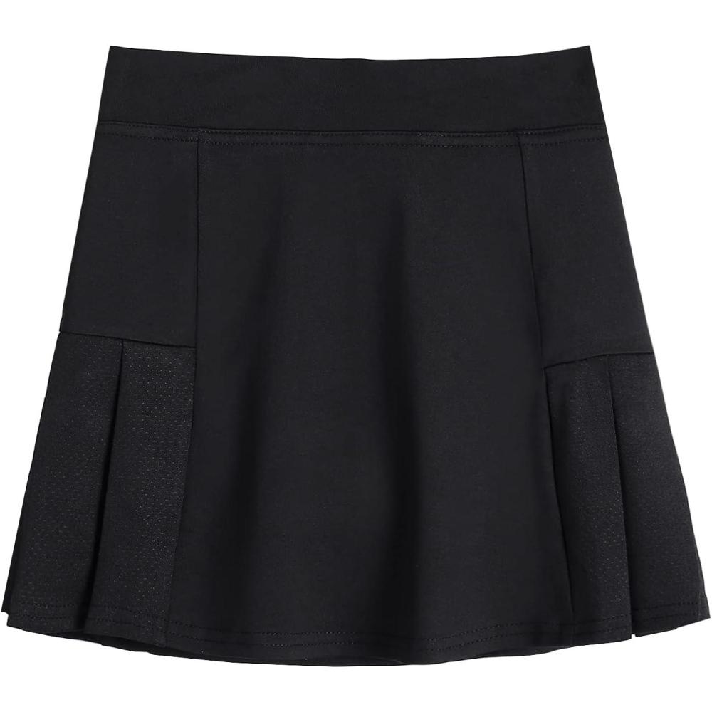 imageArshiner Girls Sport Skirts with Shorts Athletic Pleated Skort Colorful Performance SkortsBlack