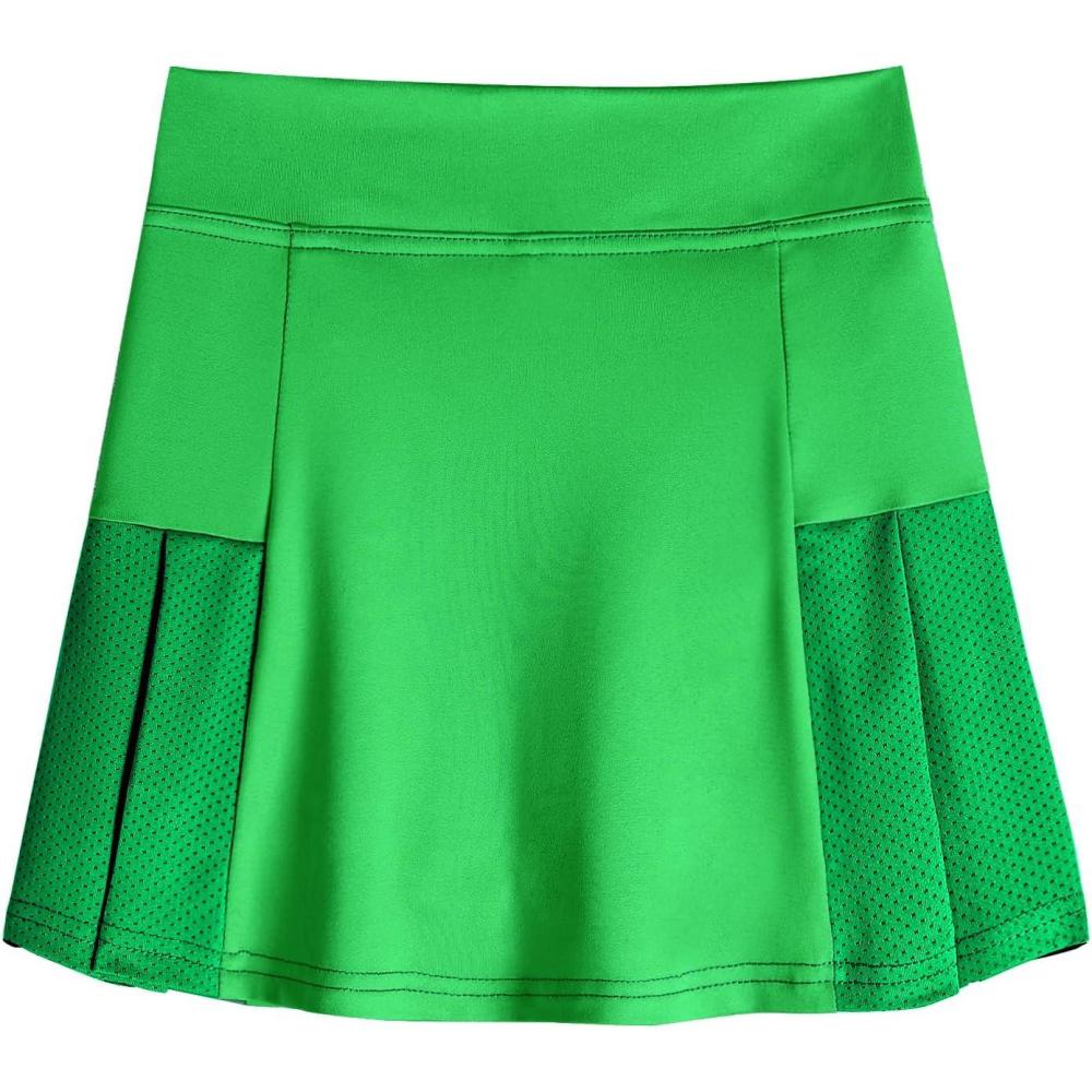 imageArshiner Girls Sport Skirts with Shorts Athletic Pleated Skort Colorful Performance SkortsGreen
