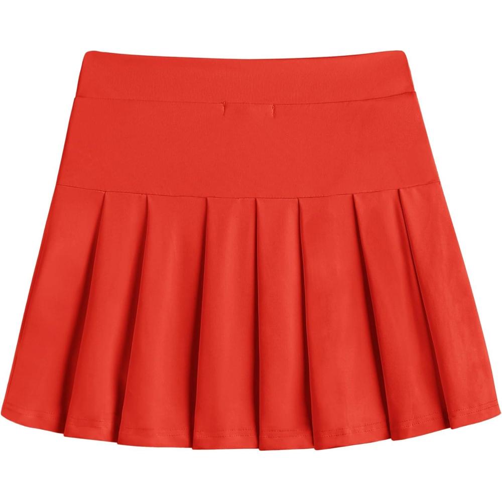 imageArshiner Girls Tennis Skirts with Shorts Athletic Pleated Skirt Workout Performance Skorts with Pockets for Kids 413YRed