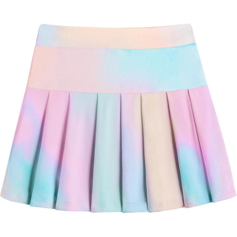 imageArshiner Girls Tennis Skirts with Shorts Athletic Pleated Skirt Workout Performance Skorts with Pockets for Kids 413YTie Dye