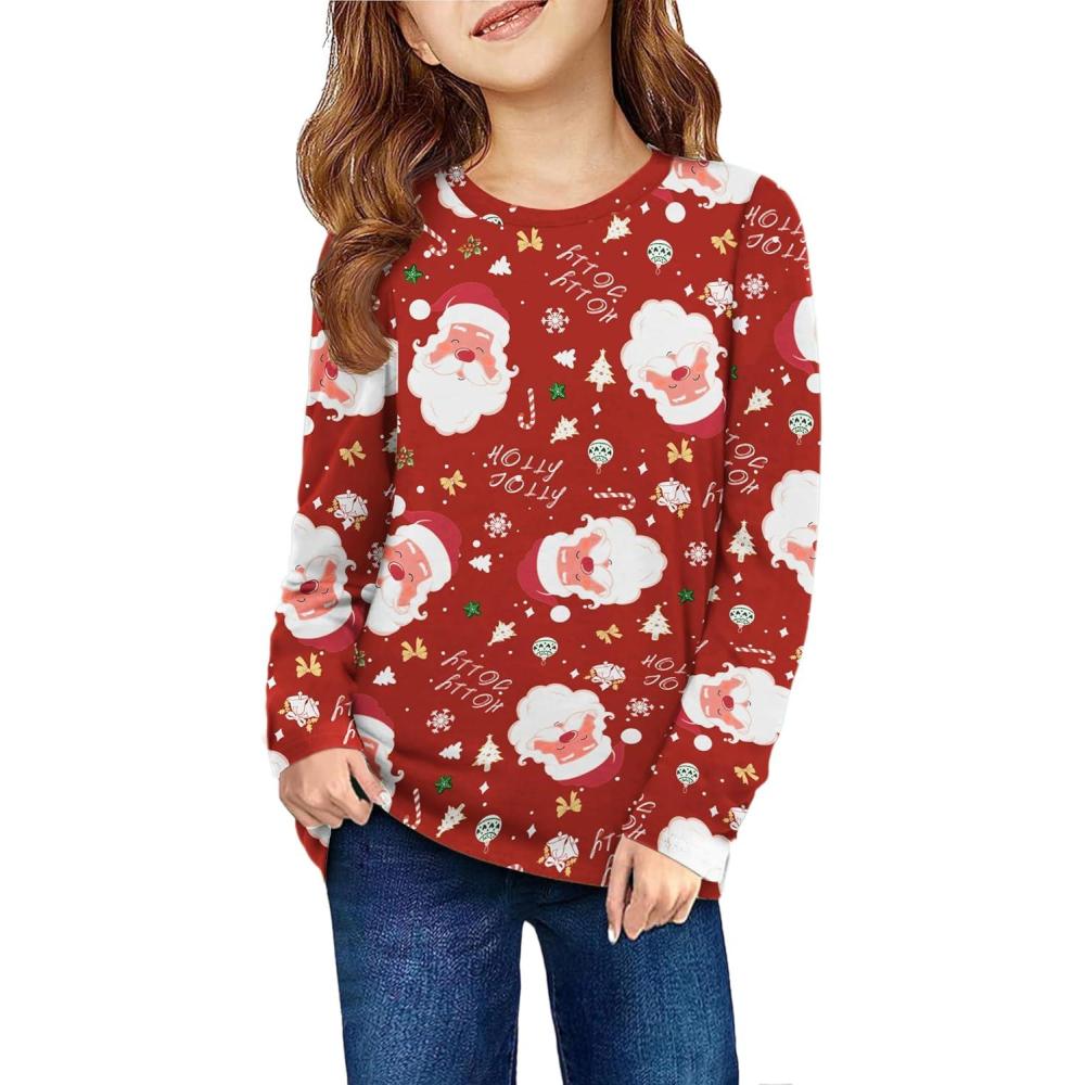 imageArshiner Girls Unicorn Shirts Short Sleeve Flip Sequin TShirt TopsChristmas Print