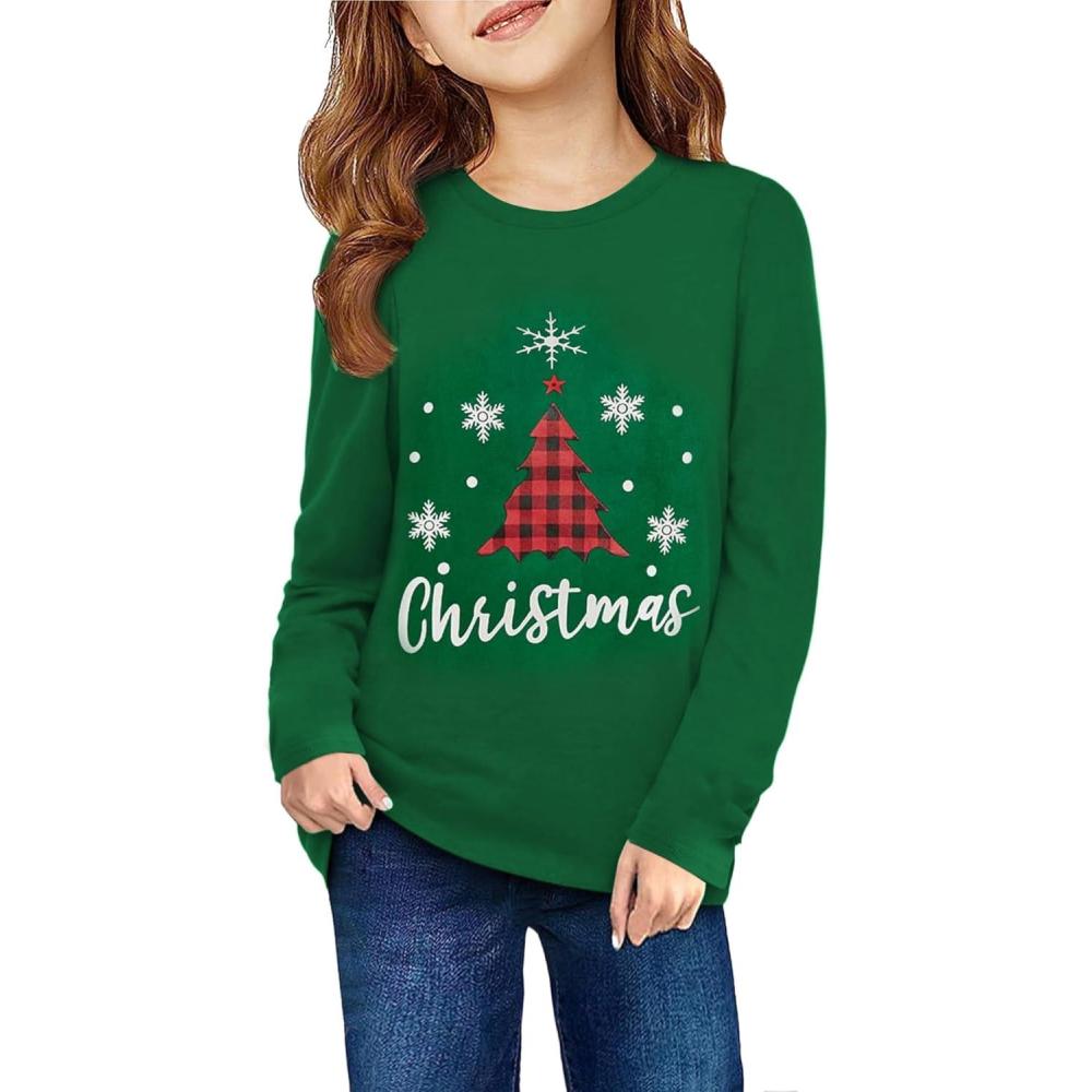 imageArshiner Girls Unicorn Shirts Short Sleeve Flip Sequin TShirt TopsChristmasgreen