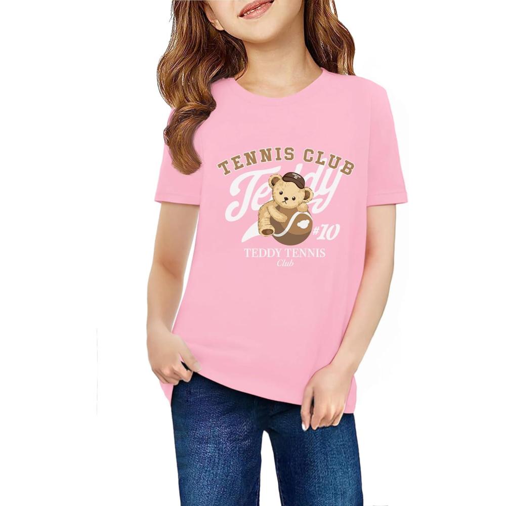 imageArshiner Girls Unicorn Shirts Short Sleeve Flip Sequin TShirt TopsTeddy Bear 1