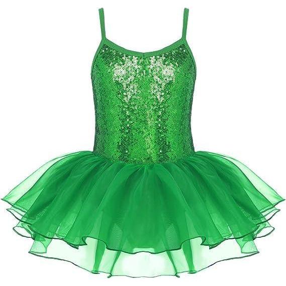 imageArshiner Kid Girls Sparkly Sequin Ballet Leotards with Tutu Skirt Dance Dress Sleeveless Ballerina Outfits