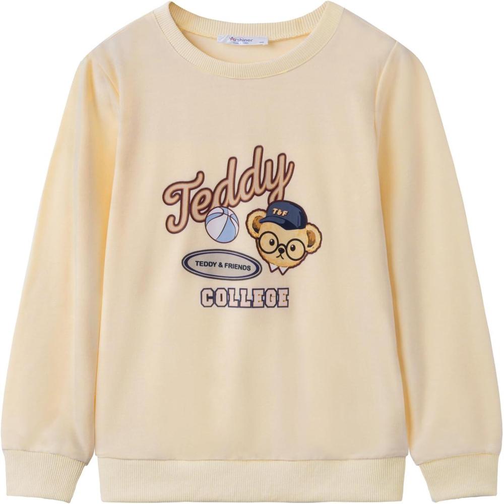 imageArshiner Toddler Boy Crewneck Sweatshirt Long Sleeve Pullover Graphic Shirts for Kid Fall Tops Tees 210 YearsBeige Teddy Bear2
