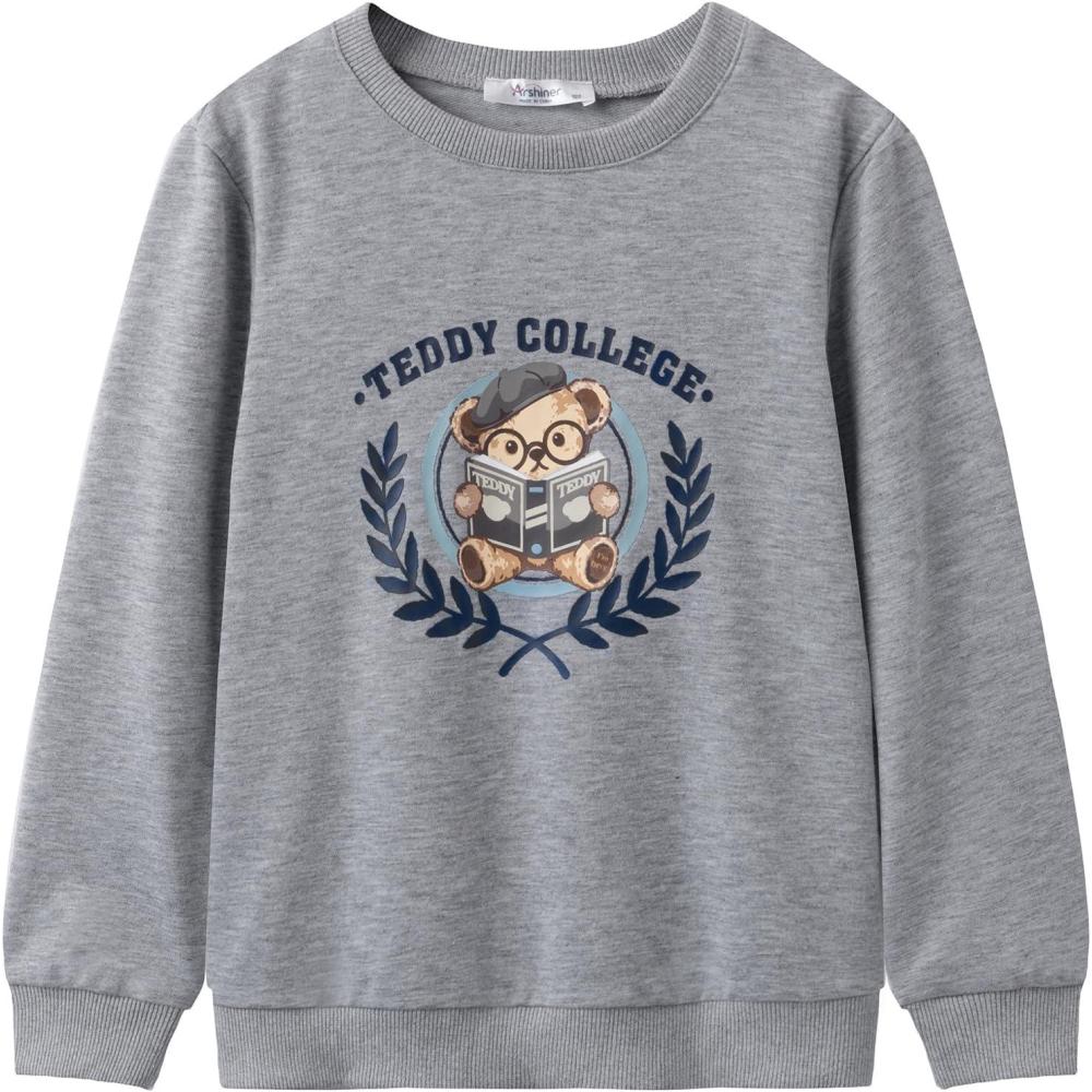 imageArshiner Toddler Boy Crewneck Sweatshirt Long Sleeve Pullover Graphic Shirts for Kid Fall Tops Tees 210 YearsGray Teddy Bear