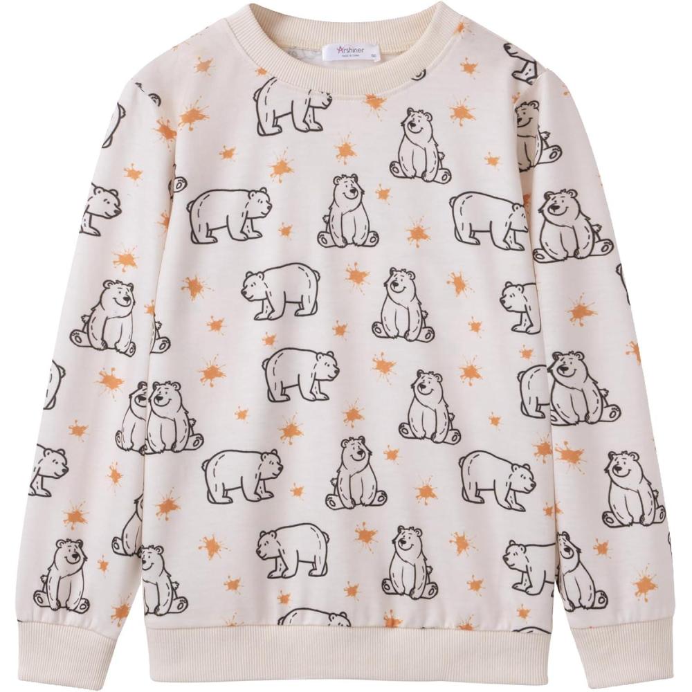 imageArshiner Toddler Boy Crewneck Sweatshirt Long Sleeve Pullover Graphic Shirts for Kid Fall Tops Tees 210 YearsLight Khaki Bear