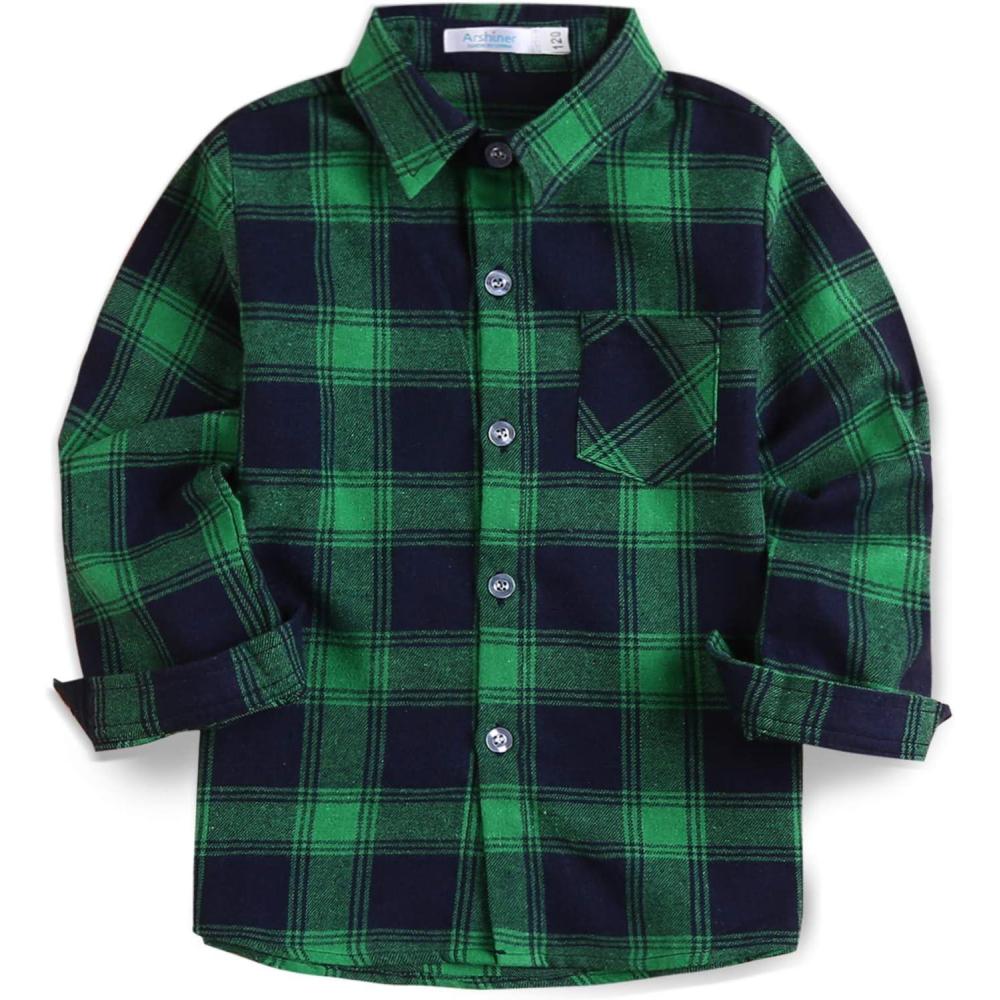 imageArshiner Toddler Boys Girls Long Sleeve Plaid Shirt ButtonDown Flannel TShirt Kids Tops