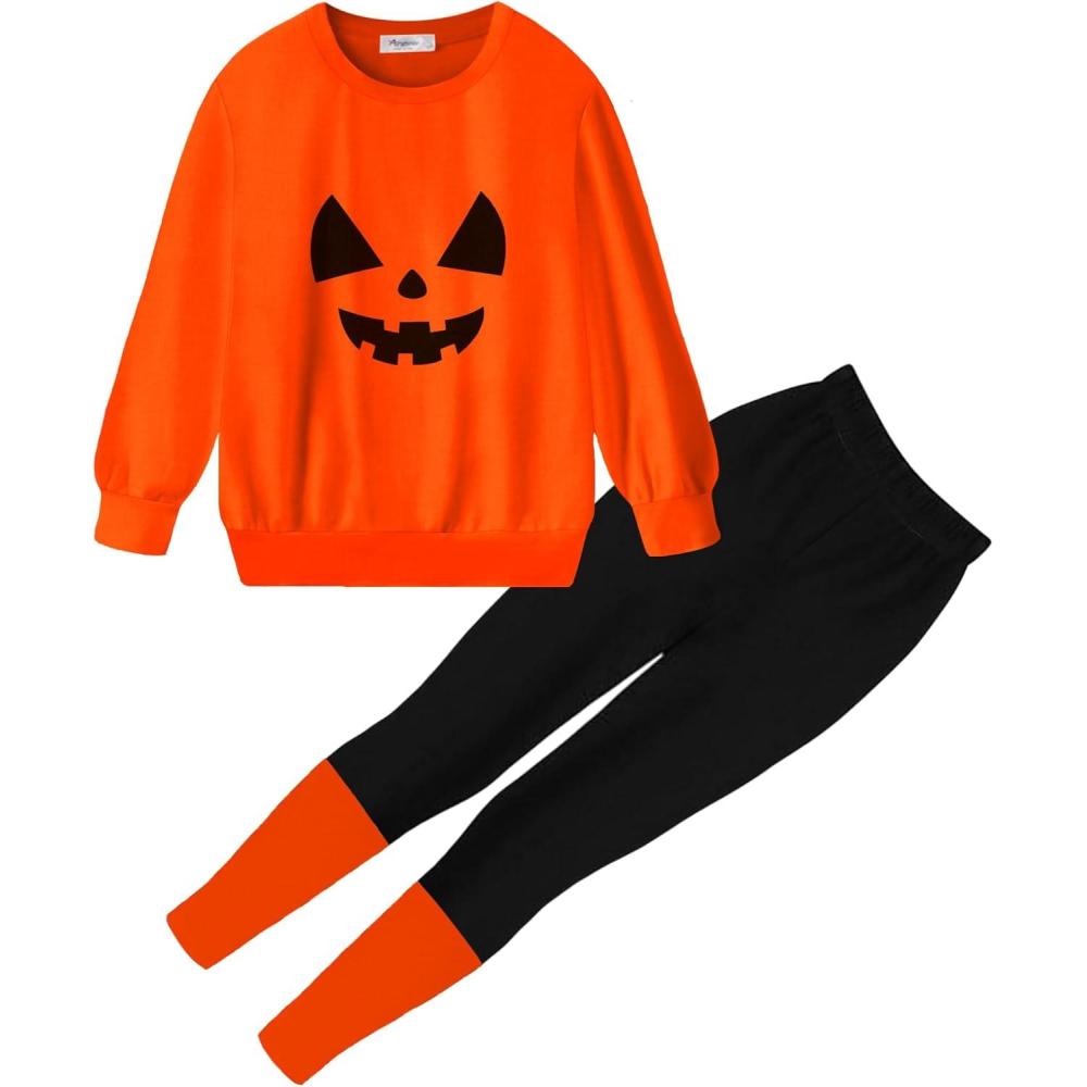imageArshiner Toddler Girls Clothes 2Pcs Graphic Pullover Sweatshirts Patchwork Leggings Pants Fall Winter Outfit Tracksuits 16Orange