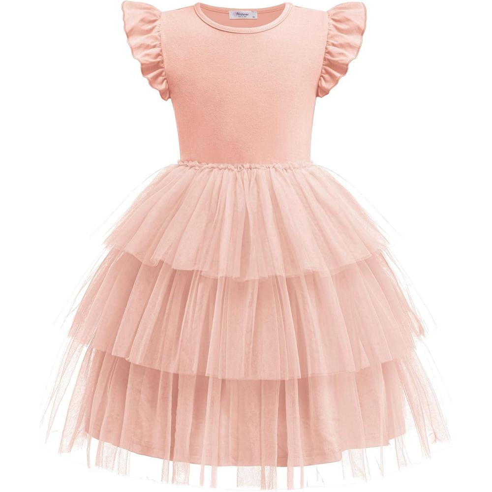 imageArshiner Toddler Tutu Dress Girls Fluffy Tiered Summer Dresses Cute Party Tulle Sundress for Kids 27YDark Pink
