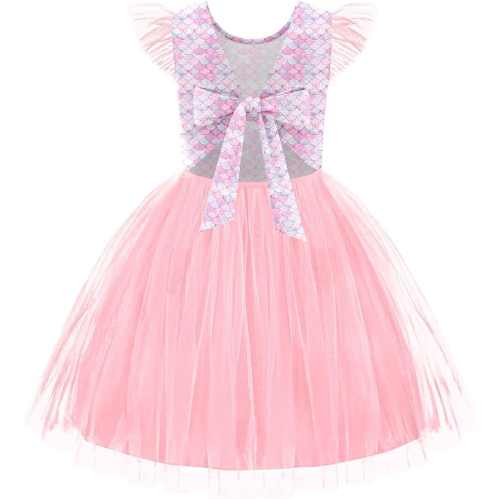 imageArshiner Toddler Tutu Dress Little Girls Summer Tulle Backless Party Birthday Cotton Dresses 26YPink Mermaid