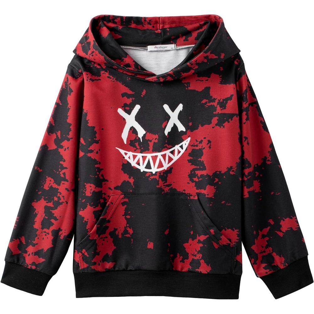 imageArshiner Unisex Kids Soft Pullover Hooded Sweatshirt with Pocket Basic Hoodies Sportswear Age 413 YearsTie Dyered Black