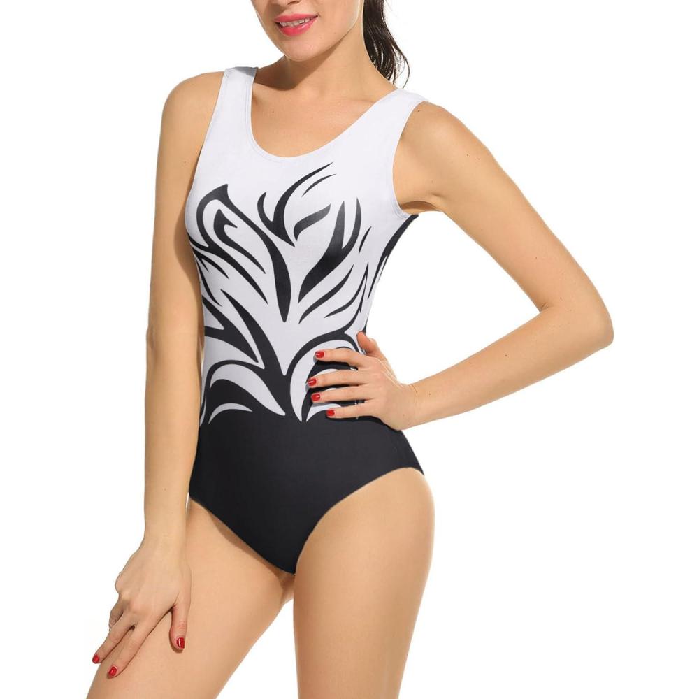 imageArshiner Womens Ballet Tank Leotards Gymnastics Dance Cute Ballerina Adult 80s Leotard BodysuitBlack Flame