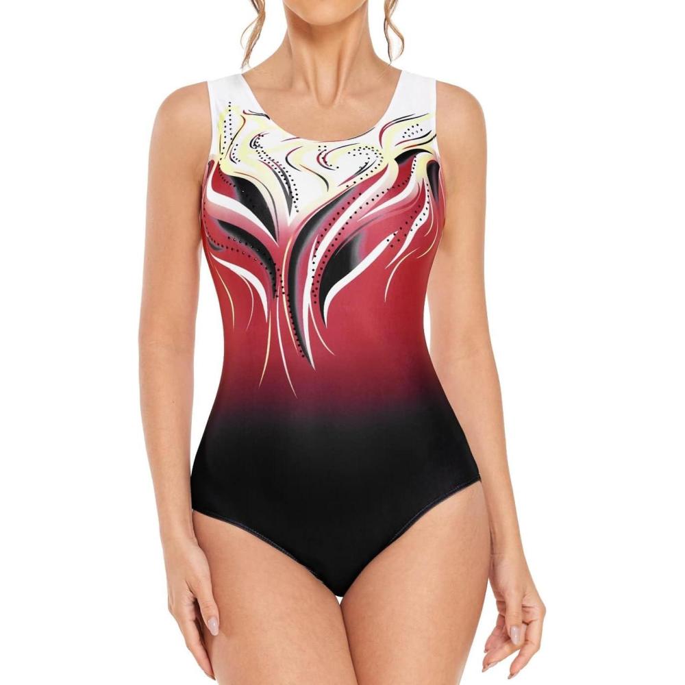 imageArshiner Womens Ballet Tank Leotards Gymnastics Dance Cute Ballerina Adult 80s Leotard BodysuitBlack Red