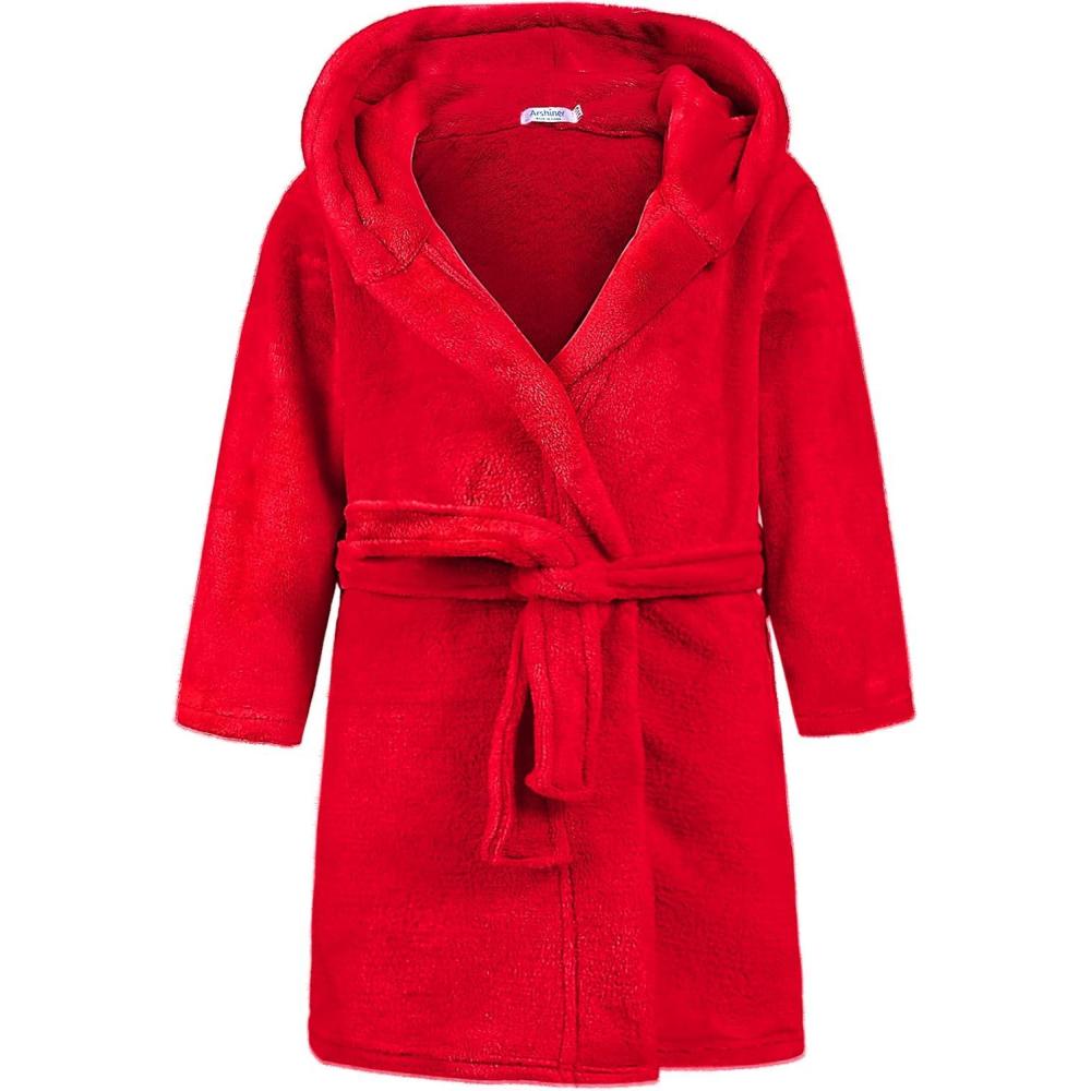 imageKids Boys Girls Flannel Bathrobes Soft Hooded Robes