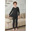 Arshienr Boys Thermal Underwear Set 2-Piece Base Layer Fleece Lined Long Johns Top Bottom Warm Set for Cold Weather(Black)