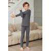 Arshienr Boys Thermal Underwear Set 2-Piece Base Layer Fleece Lined Long Johns Top Bottom Warm Set for Cold Weather(Dark Gray)