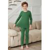 Arshienr Boys Thermal Underwear Set 2-Piece Base Layer Fleece Lined Long Johns Top Bottom Warm Set for Cold Weather(Green)