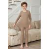 Arshienr Boys Thermal Underwear Set 2-Piece Base Layer Fleece Lined Long Johns Top Bottom Warm Set for Cold Weather(Khaki)