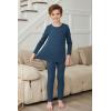 Arshienr Boys Thermal Underwear Set 2-Piece Base Layer Fleece Lined Long Johns Top Bottom Warm Set for Cold Weather(Navy Blue)