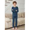 Arshienr Boys Thermal Underwear Set 2-Piece Base Layer Fleece Lined Long Johns Top Bottom Warm Set for Cold Weather(Navy Blue)
