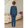 Arshienr Boys Thermal Underwear Set 2-Piece Base Layer Fleece Lined Long Johns Top Bottom Warm Set for Cold Weather(Navy Blue)