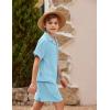 Arshiner Boys 2Pcs Summer Outfits Short Sleeve Button Down Shirt and Shorts Set Kids Clothes Light Blue 7-8 Years