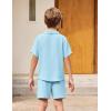 Arshiner Boys 2Pcs Summer Outfits Short Sleeve Button Down Shirt and Shorts Set Kids Clothes Light Blue 7-8 Years