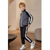 Arshiner Boy’s Active Tracksuits Sets Full Zip Sports Jogging Suits Athletic Running 2 Piece Sweatsuits for 5-13 Years(Blacke Stripe)
