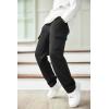 Arshiner Boys Cargo Pants Kids Elastic Waist Casual Athletic Jogger Sweatpants Open Bottom Baggy Pants with Pockets(Black)